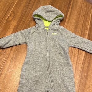 Nike grey zip up onesie 12 mos